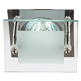 ЭРА KL16 CH хром светильник литой "с квадратным  стеклом" MR-16, 12V, 50W (1/5/50)
